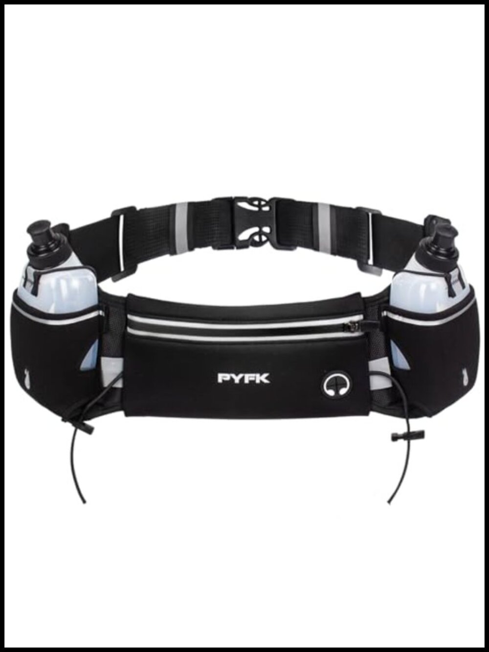Running Belt with 2 BPA-Free Water Bottles, 7in Phone Pocket, Adjustable Waist